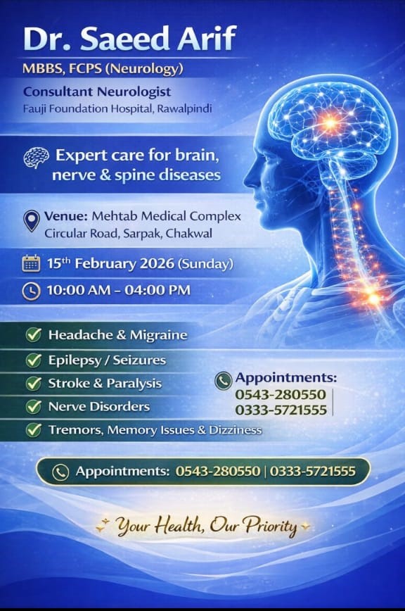 Dr. Saeed Atif Neurologist Mehtab Medical Complex Chakwal