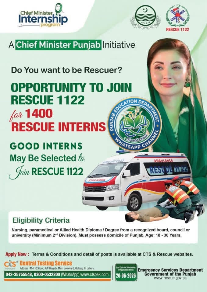 OPPORTUNITY TO JOIN RESCUE 1122 for 1400 RESCUE INTERNS